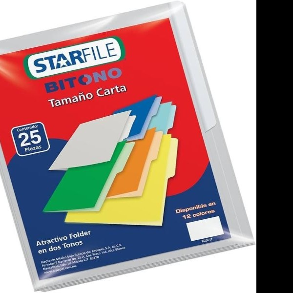 FOLDER BITONO CTA. STARFILEFLASHFILE GRIS PAQUETE C25 PZAS